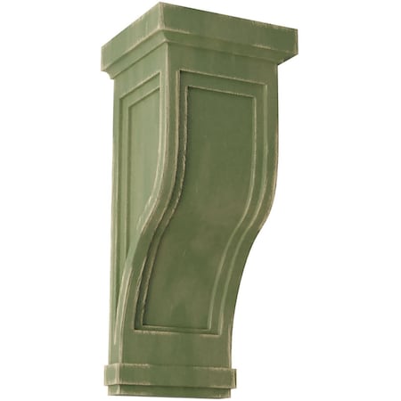 Ekena Millwork 7 1/2"W x 8"D x 17"H Traditional Recessed Wood Vintage Decor Corbel, Restoration Green CORWD07X08X17TRGR